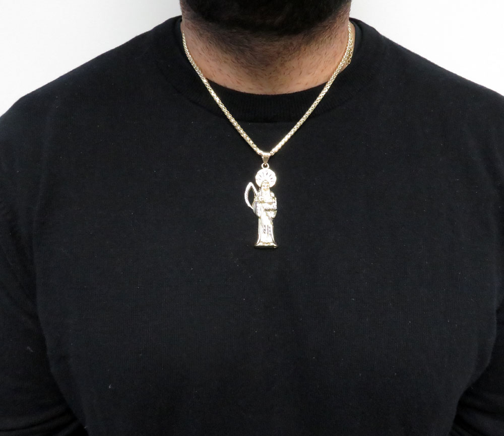10k two tone gold halo large grim reaper pendant - Image 6