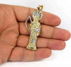 10k two tone gold halo large grim reaper pendant 