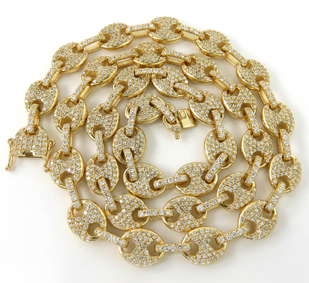 14k yellow white or rose gold diamond gucci puff link chain 18-30