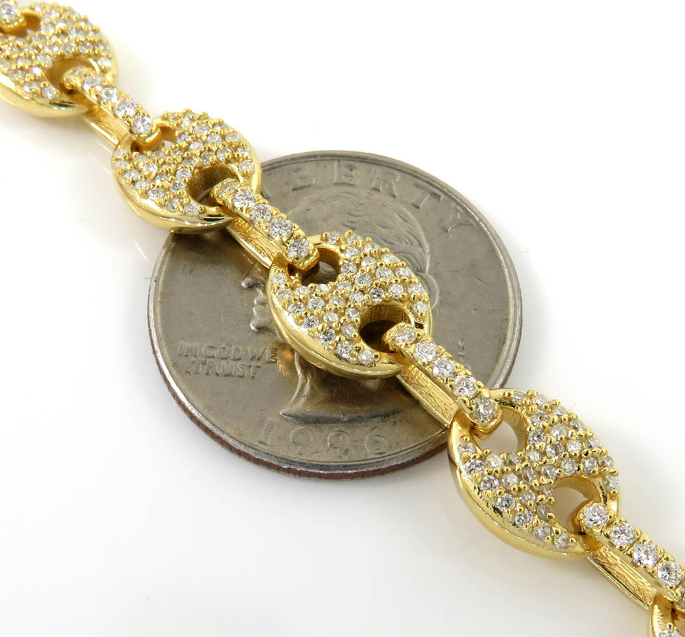 14k yellow white or rose gold diamond gucci puff link chain 18-30