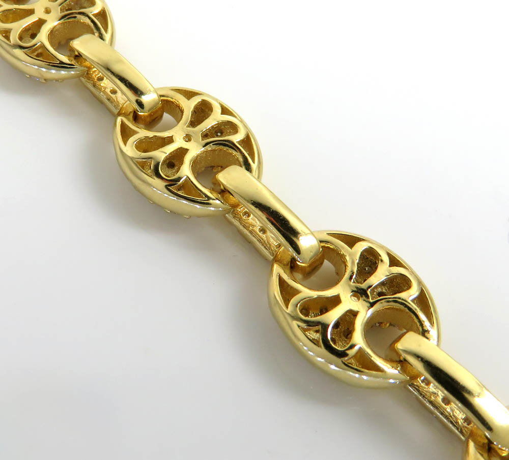 14k yellow white or rose gold diamond gucci puff link chain 18-30