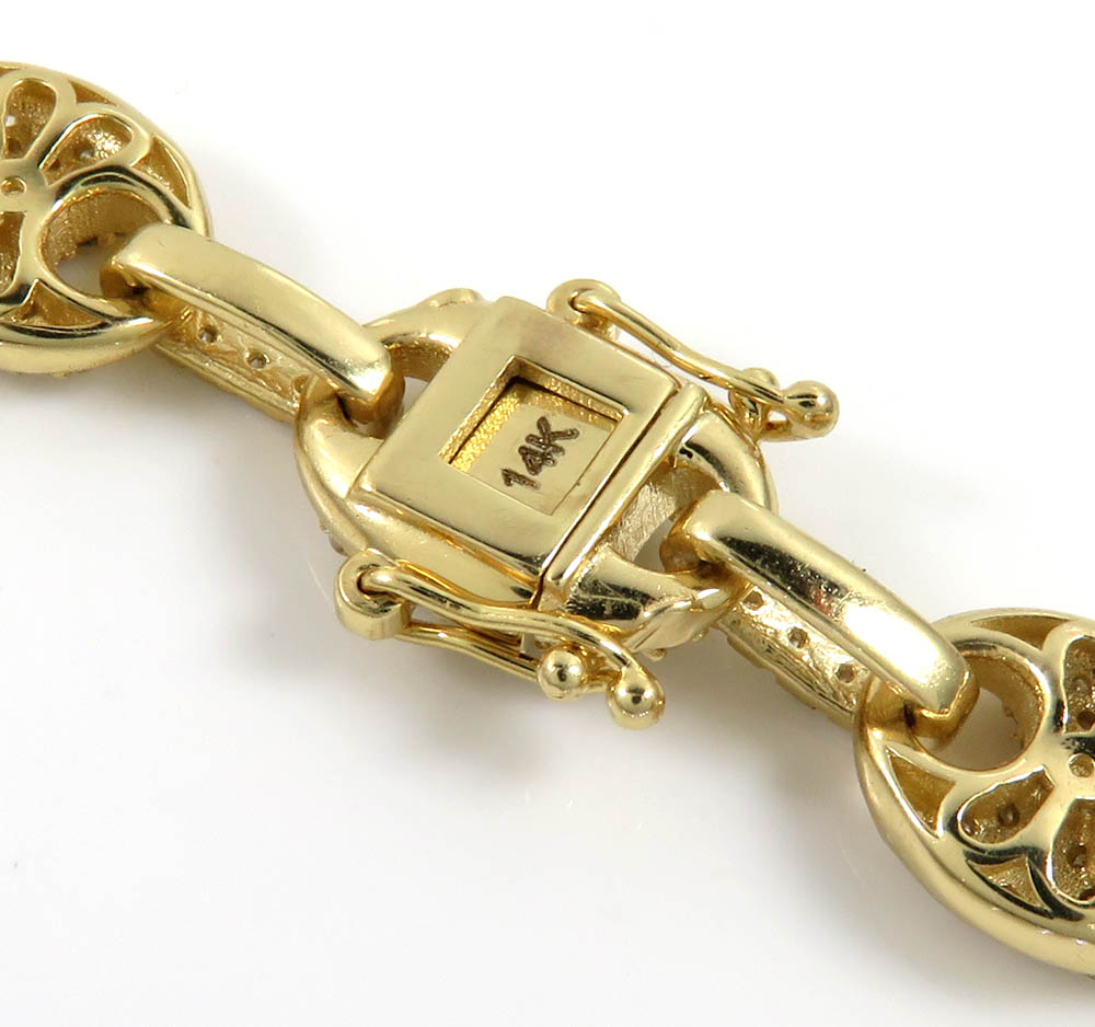 14k yellow white or rose gold diamond gucci puff link chain 18-30