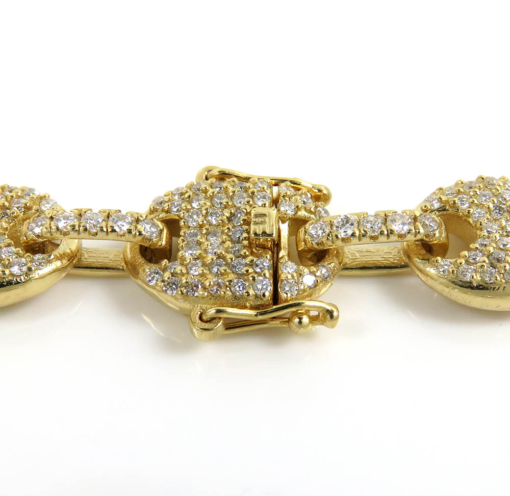 14k yellow white or rose gold diamond gucci puff link bracelet 8