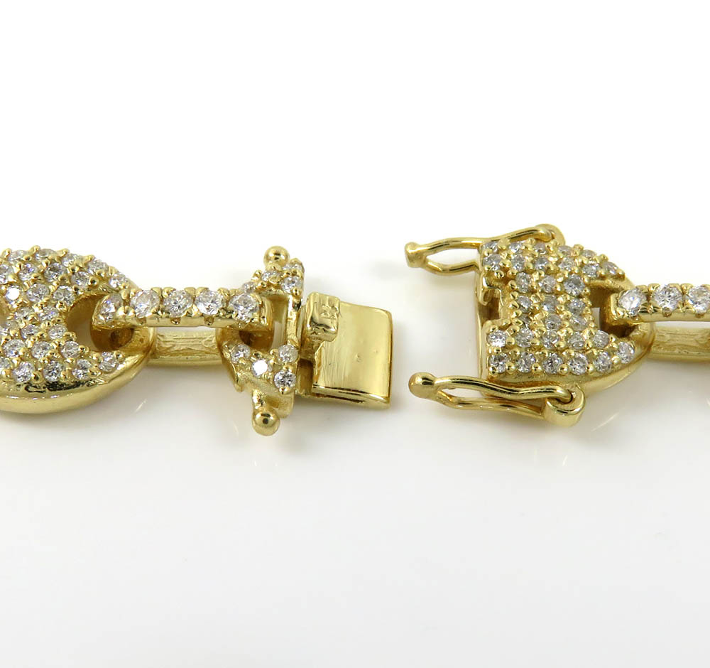 14k yellow white or rose gold diamond gucci puff link bracelet 8