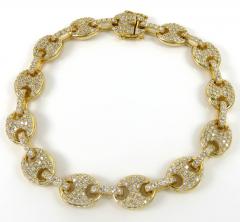 14k yellow white or rose gold diamond gucci puff link bracelet 8