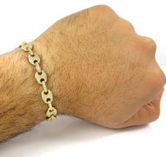 14k yellow white or rose gold diamond gucci puff link bracelet 8