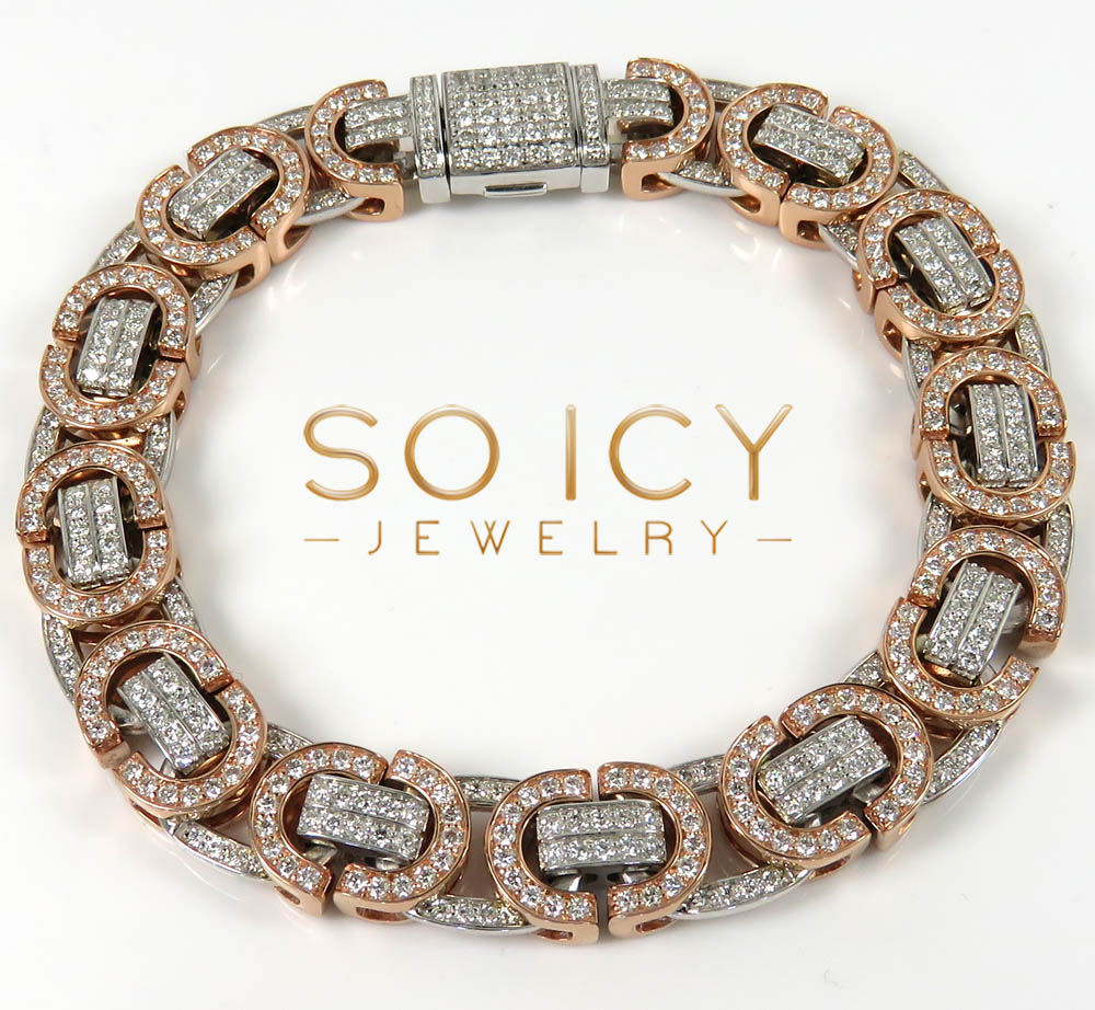 14k two tone diamond byzantine bracelet 8.50