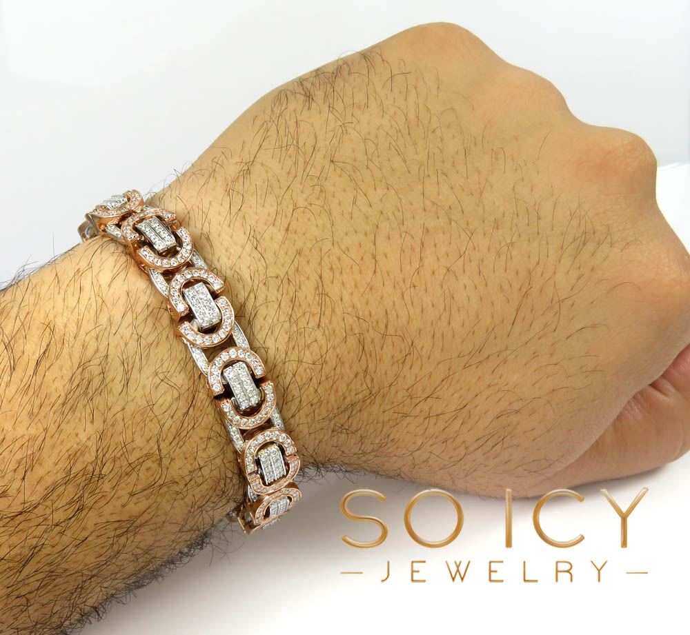 14k two tone diamond byzantine bracelet 8.50
