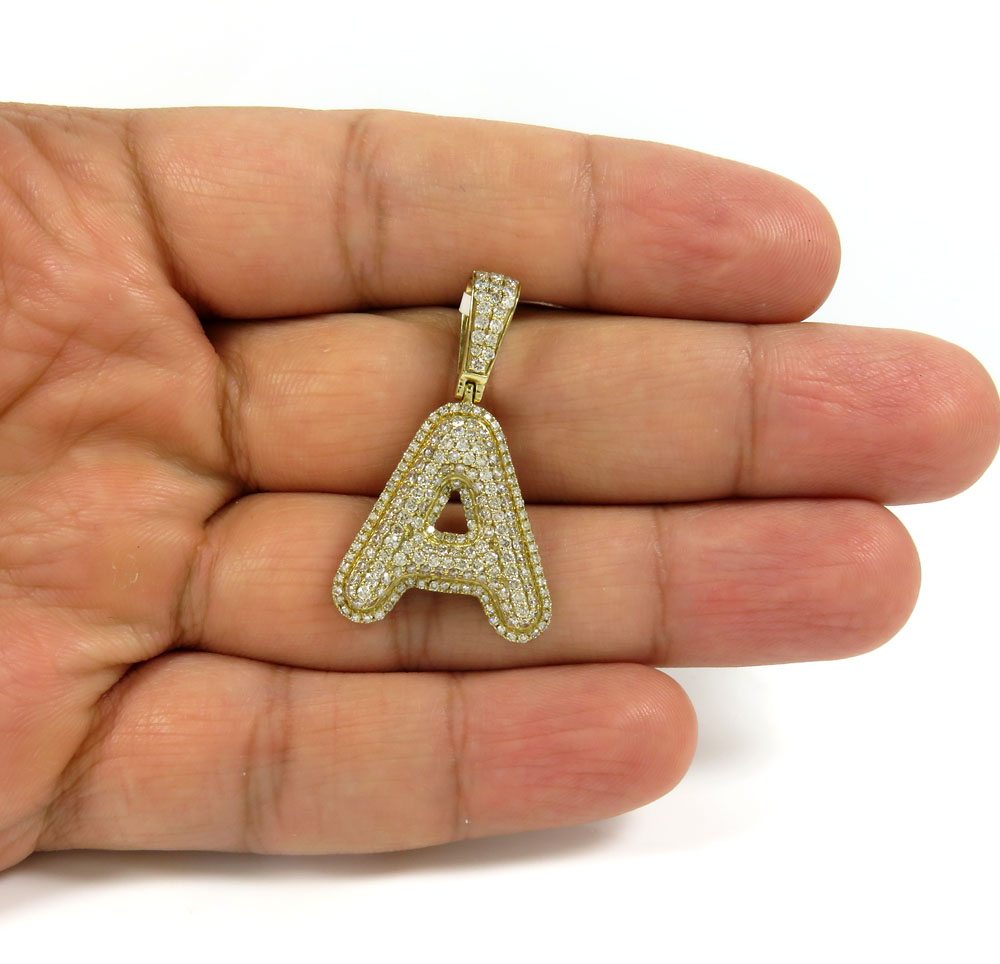 10K Yellow White Gold Diamond Custom 3D Initial V Letter Pendant