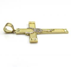 14k two tone large rosary jhs cross