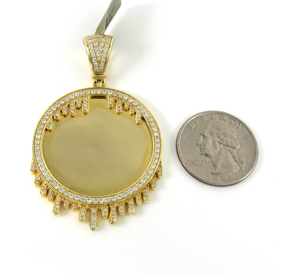 10k yellow gold large diamond drip picture pendant 1.65ct