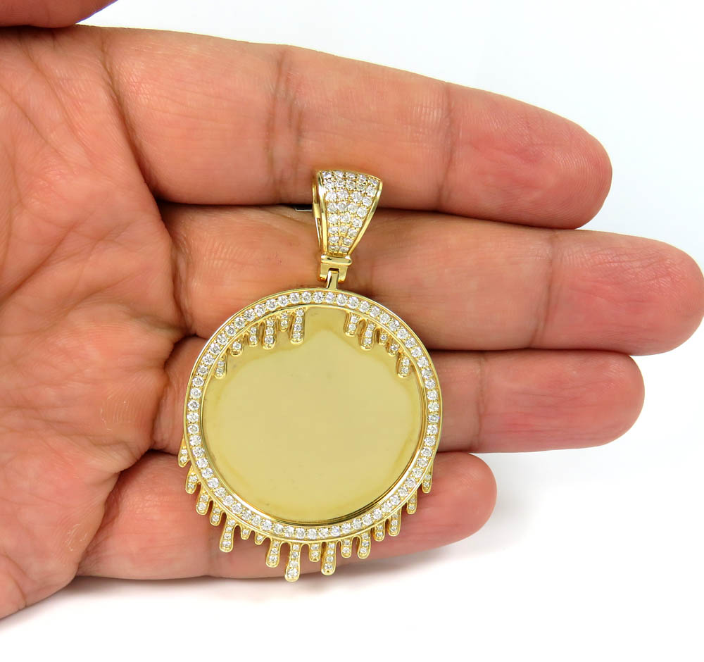 10k yellow gold large diamond drip picture pendant 1.65ct