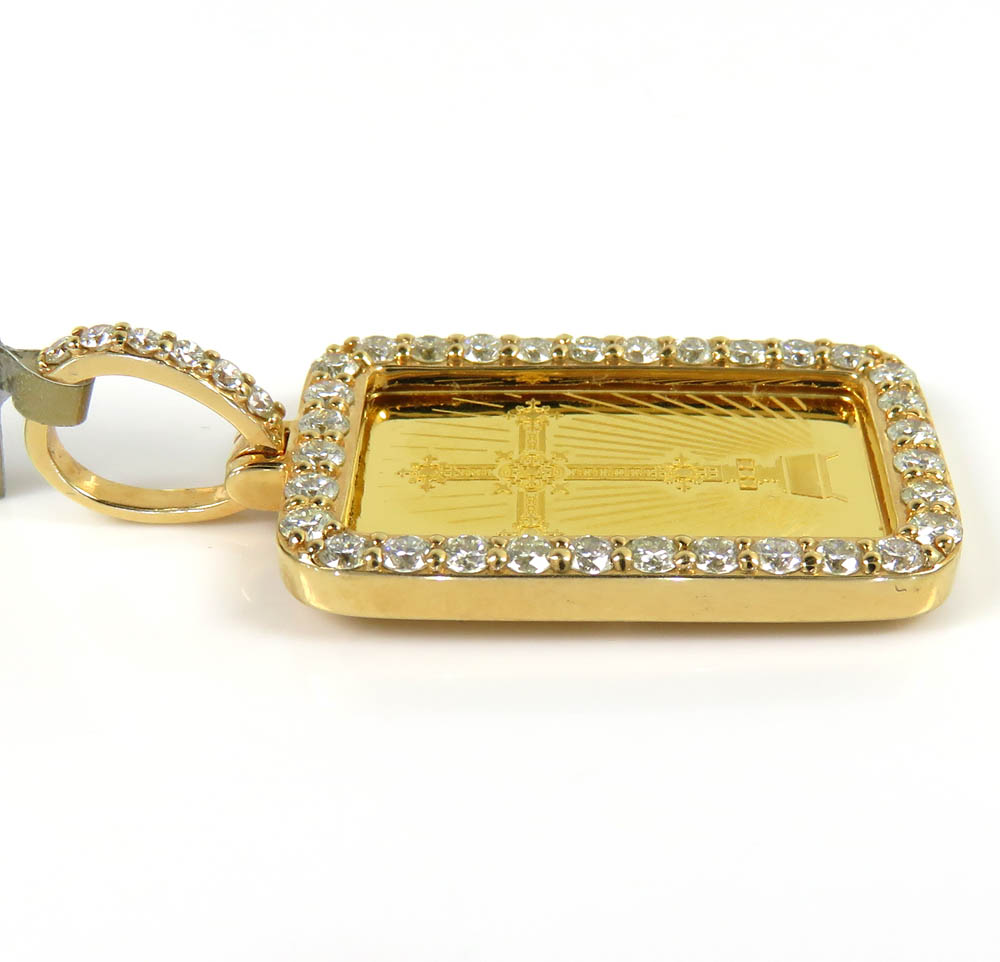 10k yellow gold diamond frame with 24k gold cross bar pendant 1.18ct