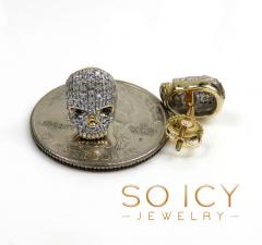 10k yellow gold black & white diamond skull earrings 0.23ct
