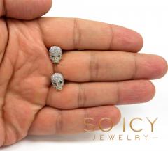10k yellow gold black & white diamond skull earrings 0.23ct