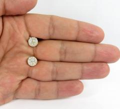 10k yellow gold round frame 26 diamond cluster 9mm earrings 1.55ct