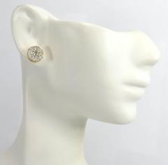 10k yellow gold round frame 26 diamond cluster 9mm earrings 1.55ct