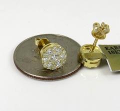 10k yellow gold round frame 26 diamond cluster 8mm earrings 1.10ct