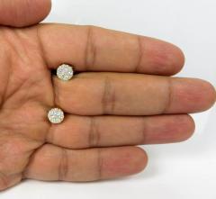10k yellow gold round frame 26 diamond cluster 8mm earrings 1.10ct