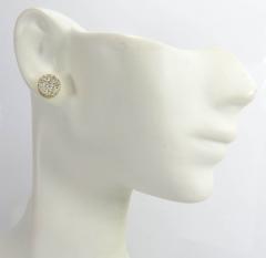 10k yellow gold round frame 26 diamond cluster 8mm earrings 1.10ct