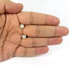 10k yellow gold round frame 26 diamond cluster 7mm earrings 0.77ct