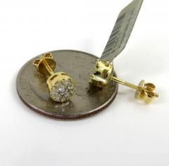 10k yellow gold round frame 26 diamond cluster 6mm earrings 0.45ct