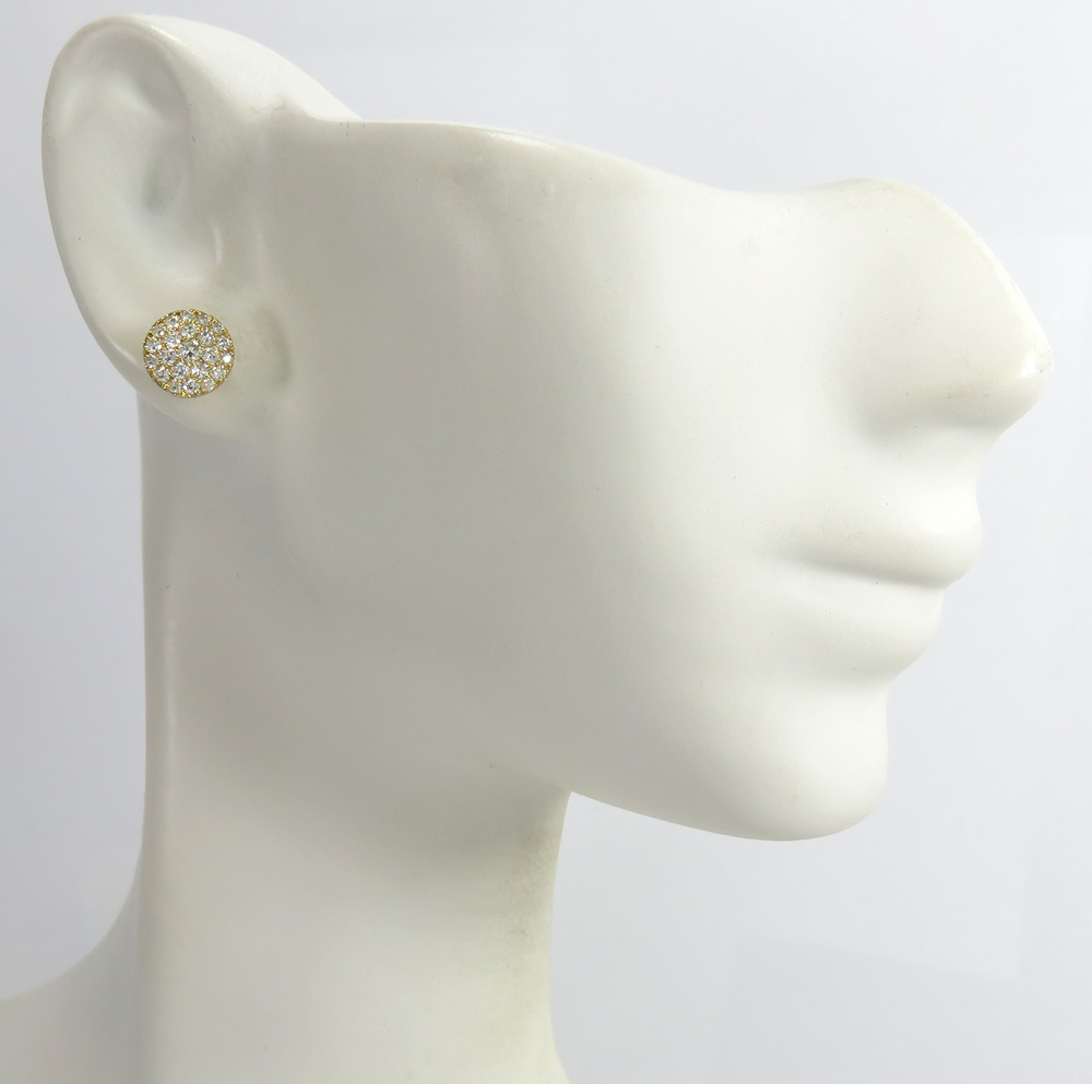 10k yellow gold round diamond 7.50mm cluster earrings 0.45ct