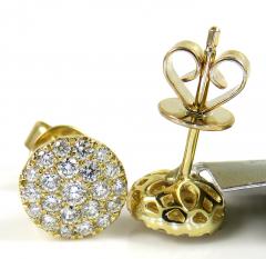 10k yellow gold round diamond 7.50mm cluster earrings 0.45ct