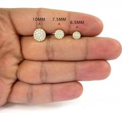 10k yellow gold round diamond 7.50mm cluster earrings 0.45ct