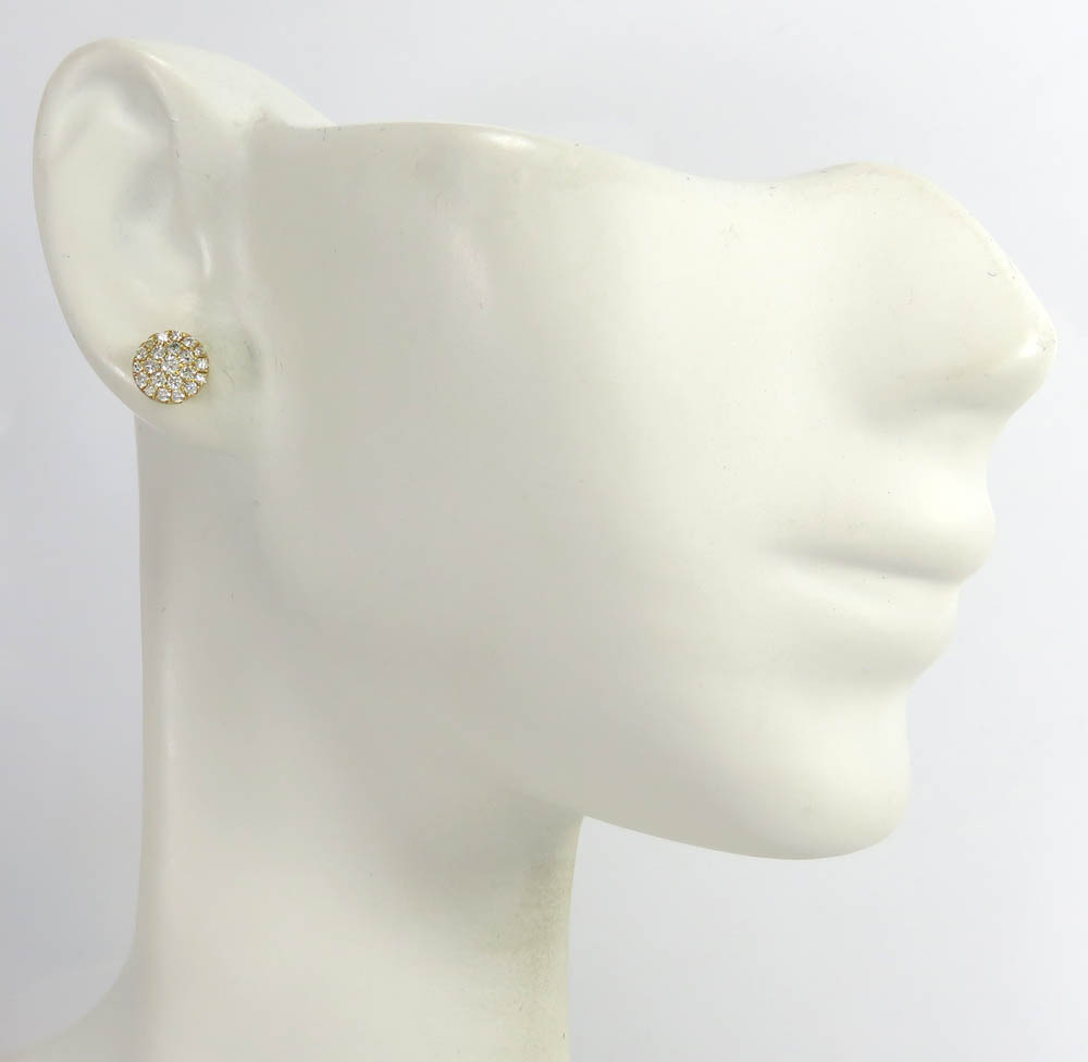 10k yellow gold round diamond 6.50mm cluster earrings 0.28ct - Image 5