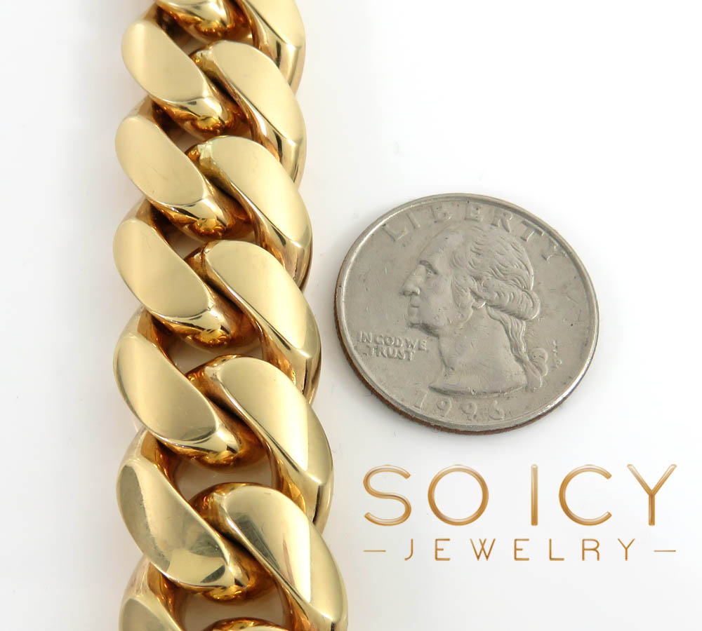 14k yellow gold solid xl miami bracelet 8.50 inches 18mm
