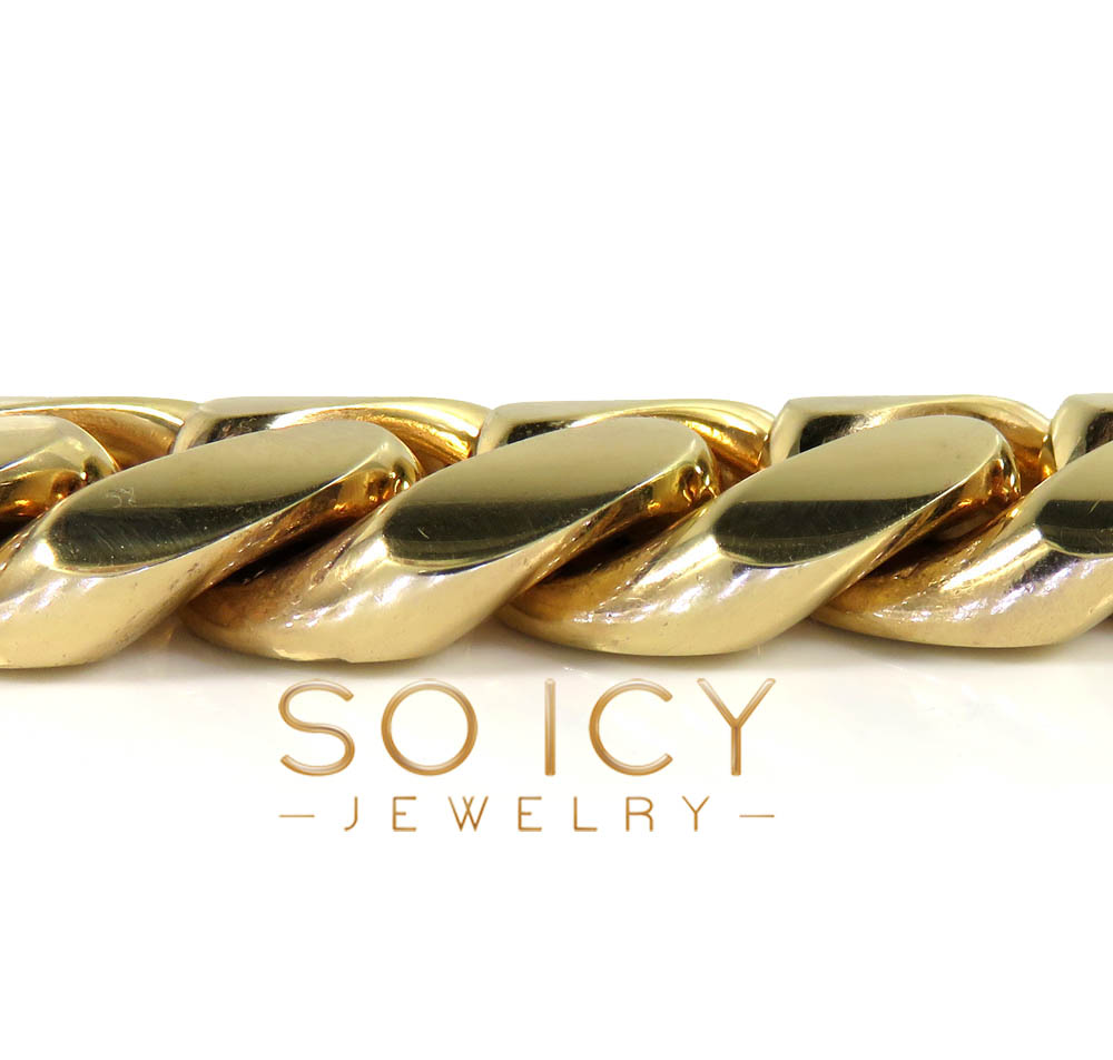 14k yellow gold solid xl miami bracelet 8.50 inches 18mm