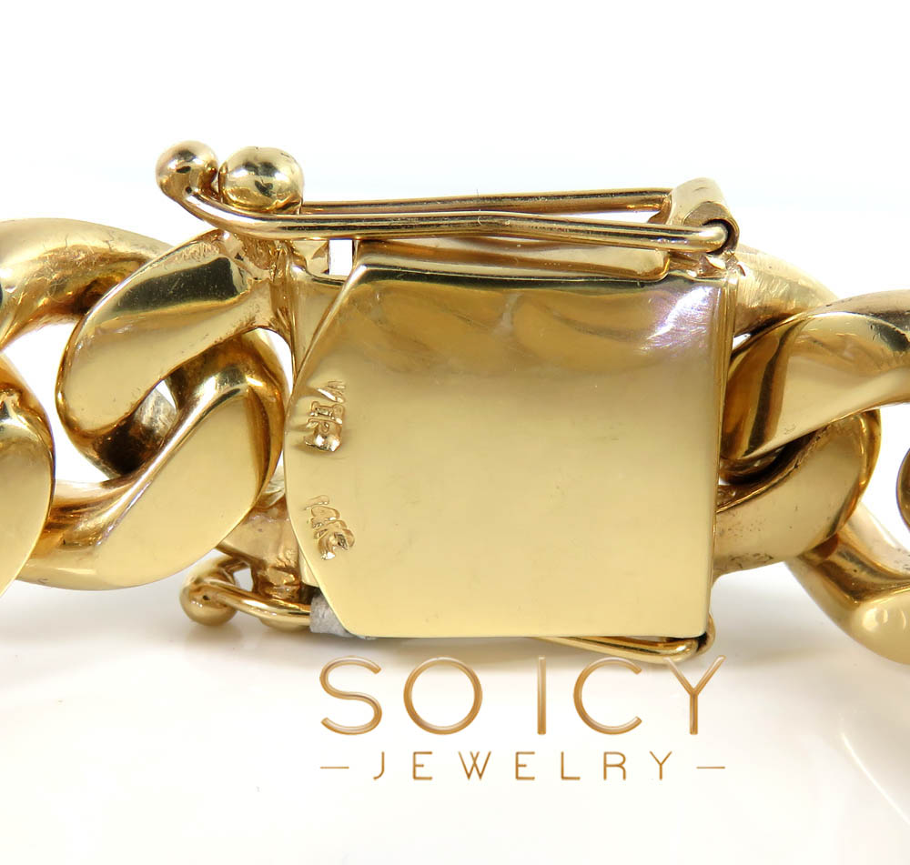 14k yellow gold solid xl miami bracelet 8.50 inches 18mm