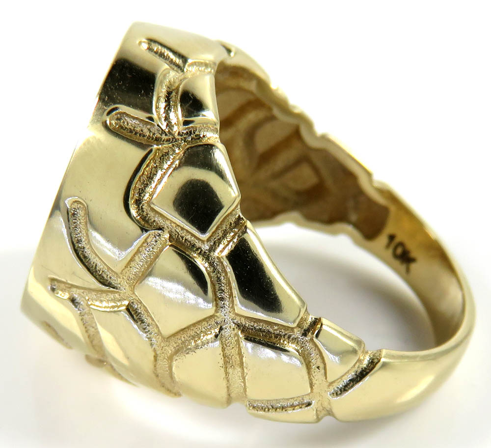 10k yellow gold enamel color nugget free mason g  ring  - Image 4