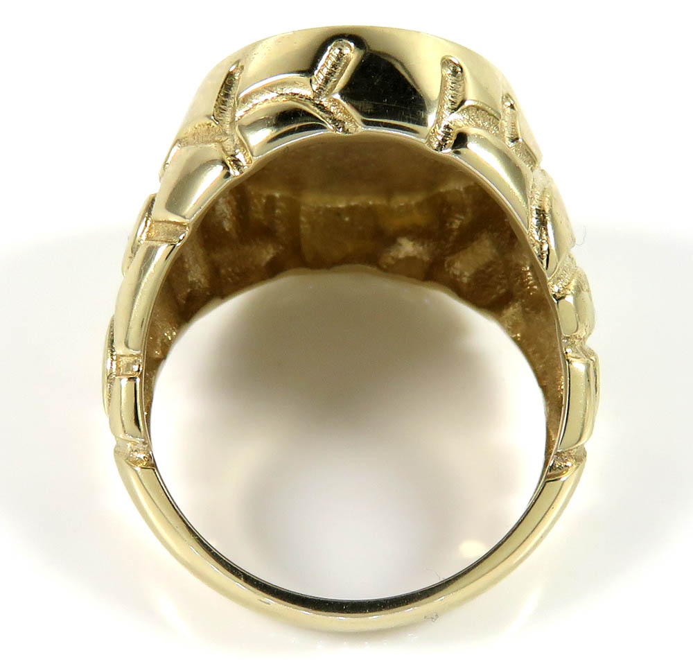 10k yellow gold enamel color nugget free mason g  ring  - Image 5