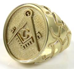 10k yellow gold enamel color nugget free mason g  ring 