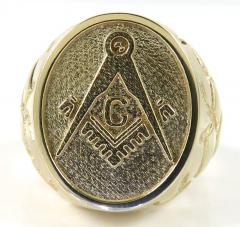 10k yellow gold enamel color nugget free mason g  ring