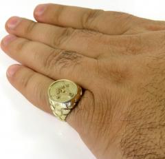 10k yellow gold enamel color nugget free mason g  ring 