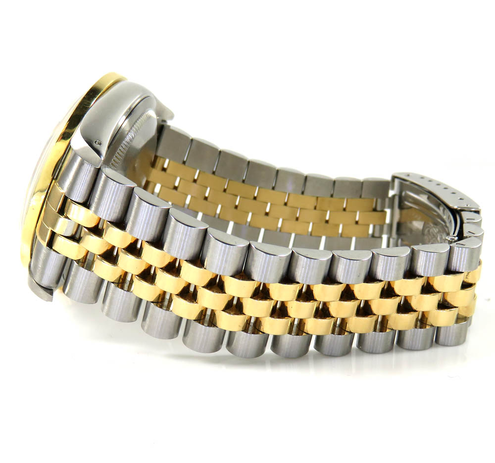 Rolex date just perpetual two tone 36mm custom diamond bezel 1.50ct - Image 6