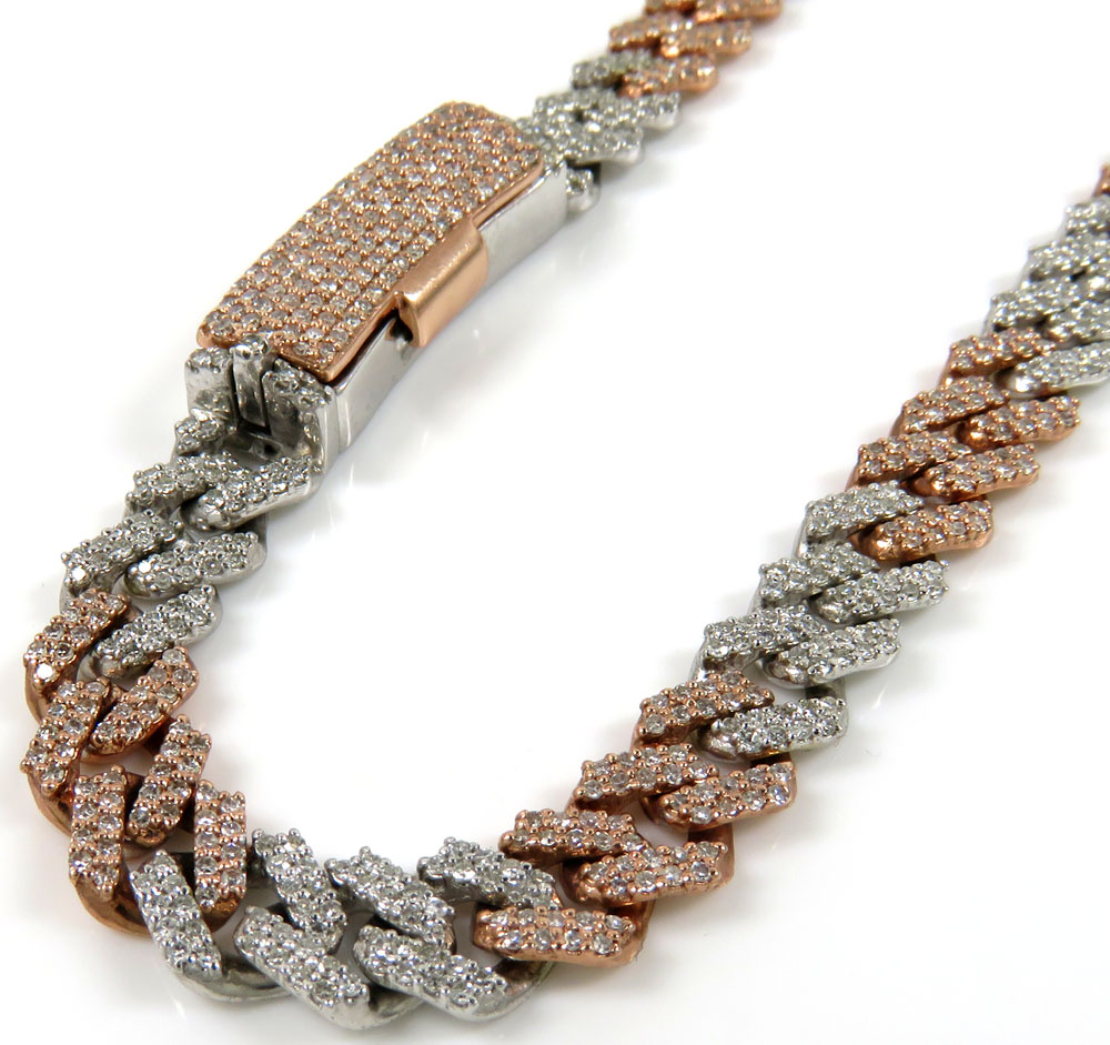 14k solid gold diamond miami tight link chain 20-24