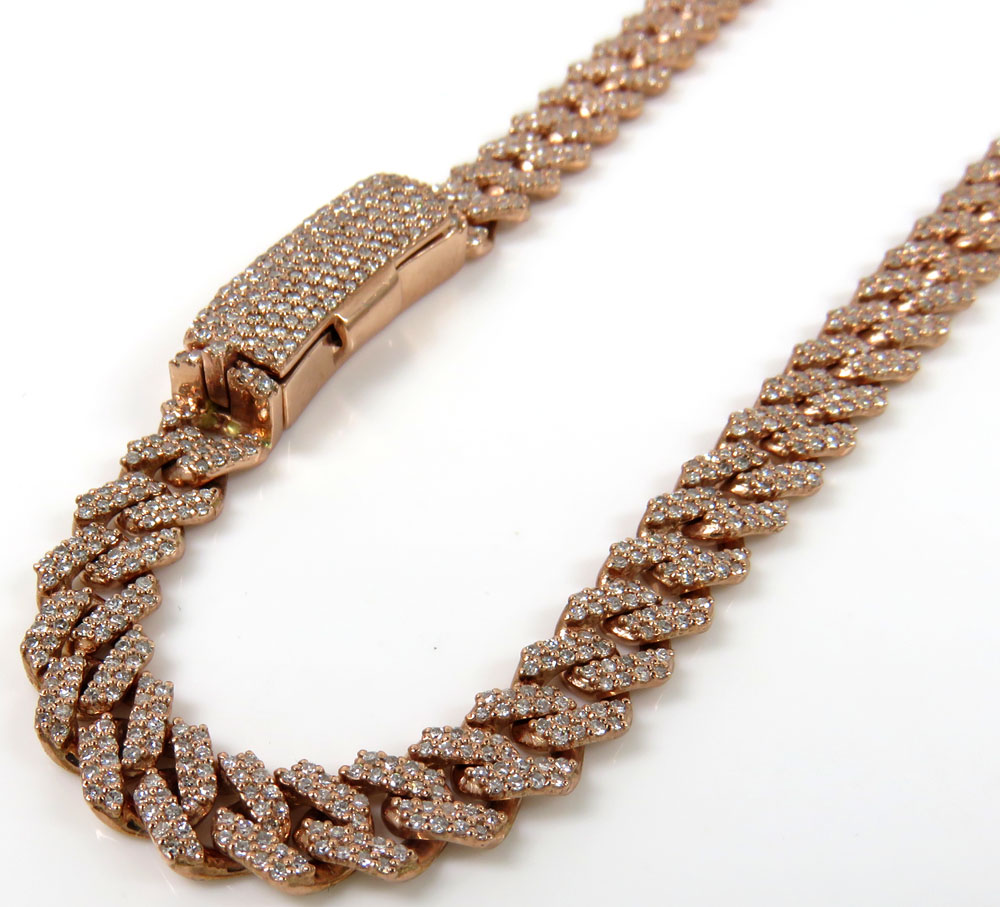 14k solid gold diamond miami tight link chain 20-24