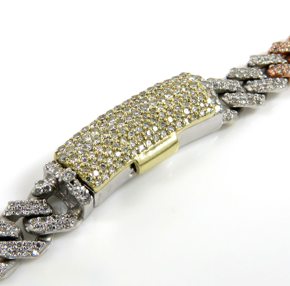 14k solid gold diamond miami tight link chain 20-24