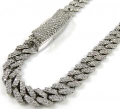14k solid gold diamond miami tight link chain 20-24