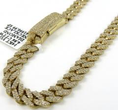 14k solid gold diamond miami tight link chain 20-24