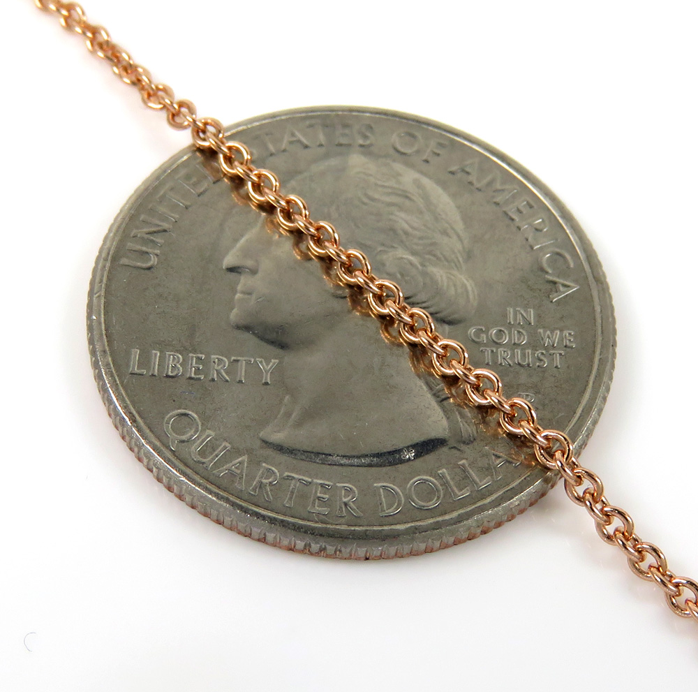 14k rose gold solid skinny rolo chain 16-20