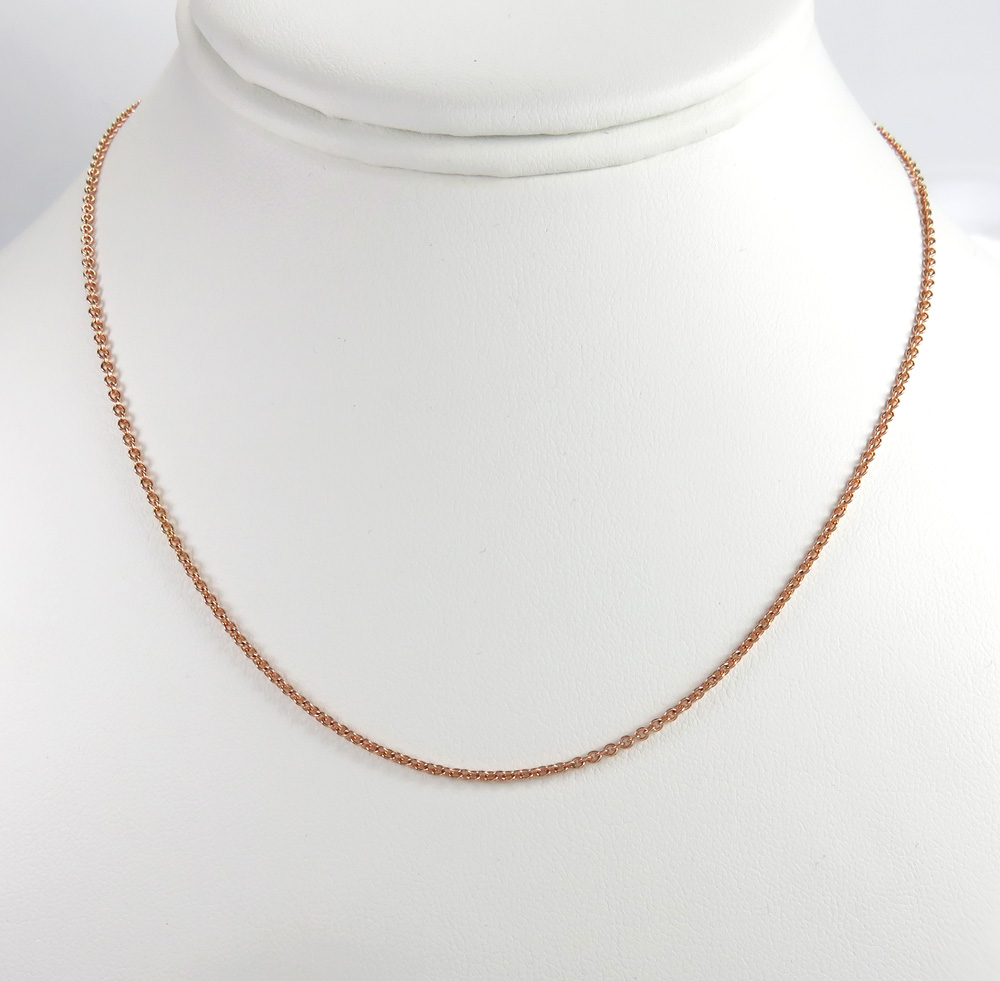 14k rose gold solid skinny rolo chain 16-20