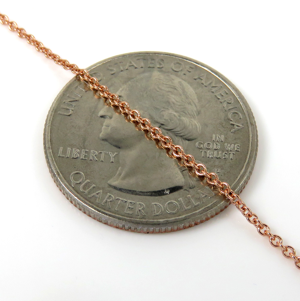14k rose gold solid skinny rolo chain 16-20