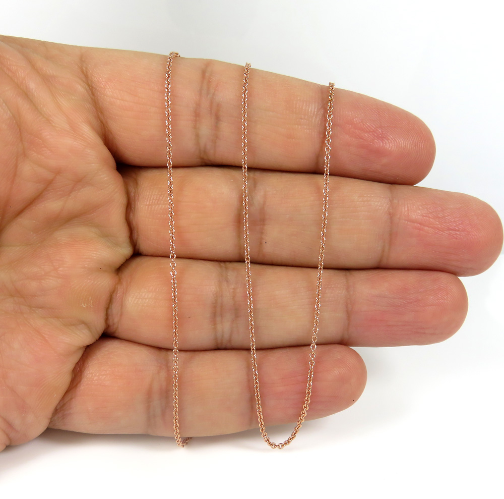 14k rose gold solid skinny rolo chain 16-20