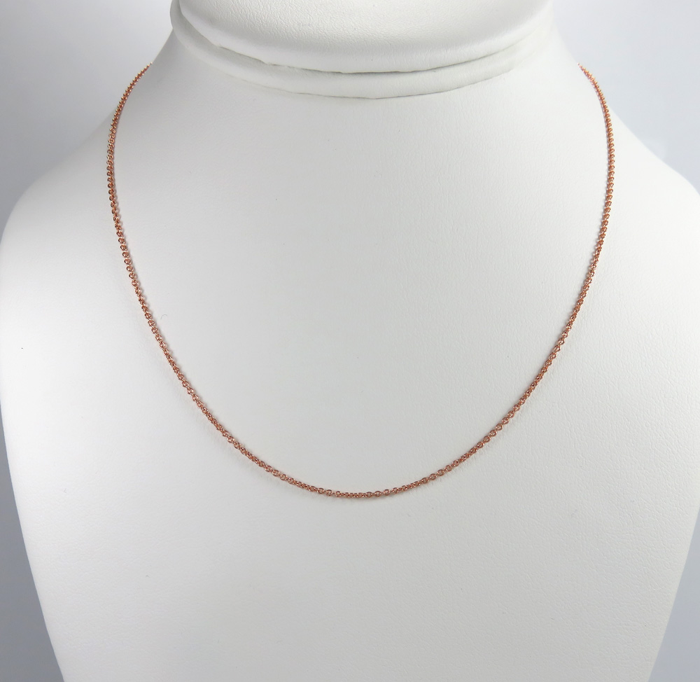 14k rose gold solid skinny rolo chain 16-20