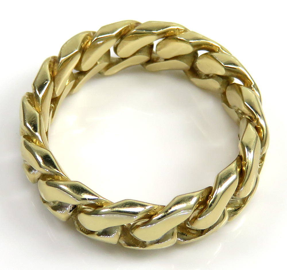 10k yellow gold 8mm solid miami cuban link ring